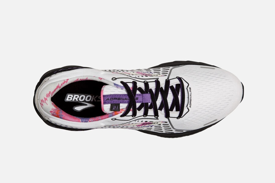 Brooks Running Shoes - Adrenaline GTS 21 Road Mens - White/Black/Purple - JRY-741895